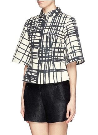 Front View - Click To Enlarge - CHICTOPIA - Stroke print crop jacket