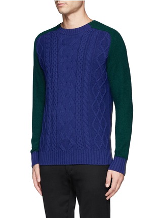 Front View - Click To Enlarge - SACAI - Colourblock wool knit sweater
