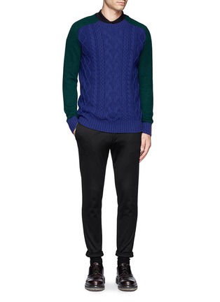 Figure View - Click To Enlarge - SACAI - Colourblock wool knit sweater