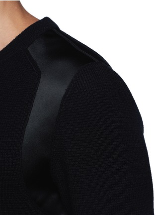 Detail View - Click To Enlarge - LANVIN - Satin panel wool sweater