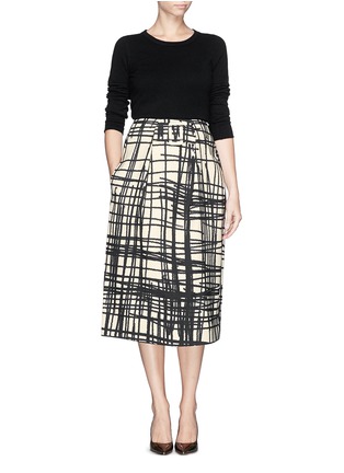 Figure View - Click To Enlarge - CHICTOPIA - Stroke print flare skirt 