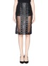 Main View - Click To Enlarge - KTZ - Faux leather and sequin patchwork pencil skirt