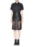 Figure View - Click To Enlarge - KTZ - Faux leather and sequin patchwork pencil skirt