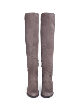 Front View - Click To Enlarge - STUART WEITZMAN - 'All Serve' stretch suede thigh high boots