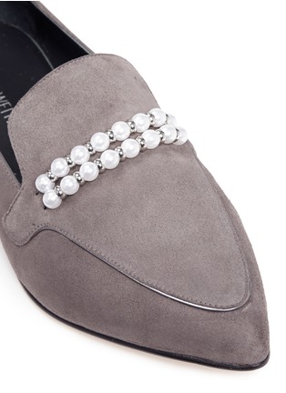 Detail View - Click To Enlarge - STUART WEITZMAN - 'Guam' pearl embellished suede loafers