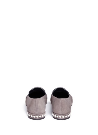 Back View - Click To Enlarge - STUART WEITZMAN - 'Guam' pearl embellished suede loafers
