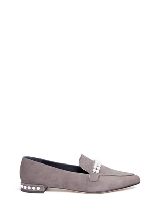 Main View - Click To Enlarge - STUART WEITZMAN - 'Guam' pearl embellished suede loafers