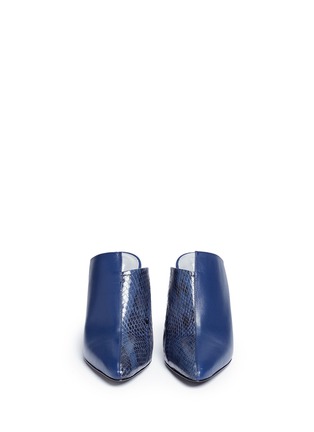 Front View - Click To Enlarge - ACNE STUDIOS - Contrast snakeskin leather mules