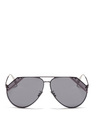 Main View - Click To Enlarge - ALEXANDER MCQUEEN - Cutout corner metal aviator sunglasses