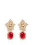 Main View - Click To Enlarge - KENNETH JAY LANE - Cabochon drop crystal pavé floral clip earrings
