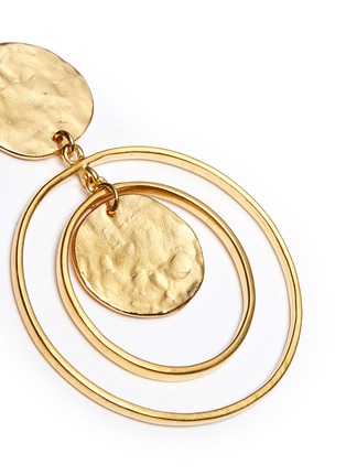 Detail View - Click To Enlarge - KENNETH JAY LANE - Coin charm hoop gold plated drop earrings