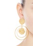 Figure View - Click To Enlarge - KENNETH JAY LANE - Coin charm hoop gold plated drop earrings