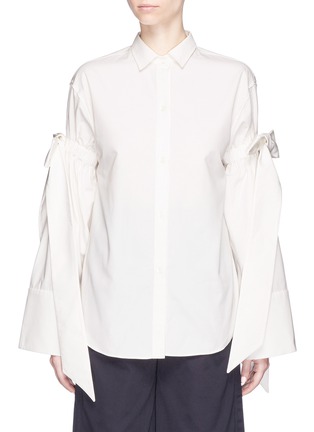 Main View - Click To Enlarge - SHUSHU/TONG - Bow sleeve cotton poplin shirt