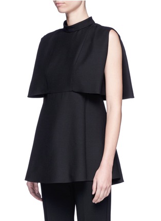 Front View - Click To Enlarge - VALENTINO GARAVANI - Cape overlay virgin wool-silk top