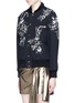 Front View - Click To Enlarge - SAINT LAURENT - Frayed floral patchwork denim bomber jacket