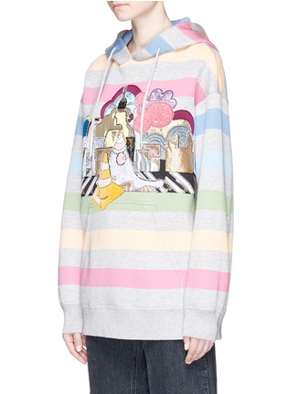 Front View - Click To Enlarge - MARC JACOBS - City appliqué stripe oversized hoodie