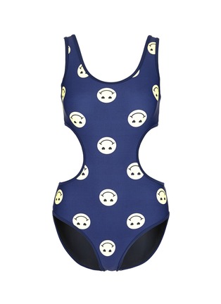 Main View - Click To Enlarge - ZOE KARSSEN - 'Smileys All Over' cutout one-piece swimsuit