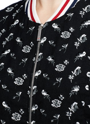 Detail View - Click To Enlarge - THOM BROWNE  - Floral embroidered varsity bomber jacket