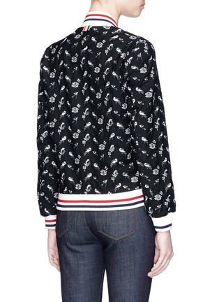 Back View - Click To Enlarge - THOM BROWNE  - Floral embroidered varsity bomber jacket
