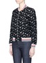 Front View - Click To Enlarge - THOM BROWNE  - Floral embroidered varsity bomber jacket