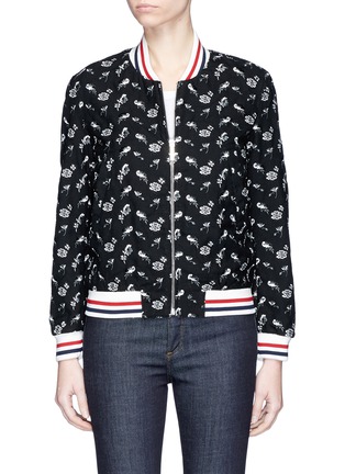 Main View - Click To Enlarge - THOM BROWNE  - Floral embroidered varsity bomber jacket