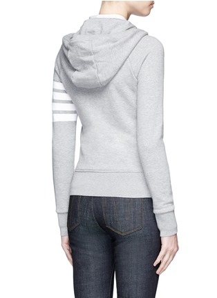 Back View - Click To Enlarge - THOM BROWNE  - Stripe sleeve cotton zip hoodie