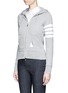 Front View - Click To Enlarge - THOM BROWNE  - Stripe sleeve cotton zip hoodie