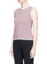 Front View - Click To Enlarge - THOM BROWNE  - Frayed tweed jacquard knit sleeveless top