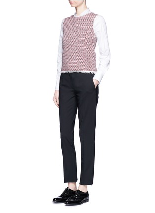 Figure View - Click To Enlarge - THOM BROWNE  - Frayed tweed jacquard knit sleeveless top