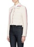 Front View - Click To Enlarge - THOM BROWNE  - Stripe stitch cropped tweed jacket