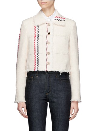 Main View - Click To Enlarge - THOM BROWNE  - Stripe stitch cropped tweed jacket