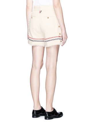 Back View - Click To Enlarge - THOM BROWNE  - Stripe textured cotton selvedge tweed mini shorts
