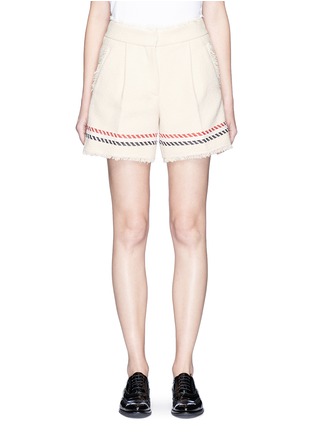 Main View - Click To Enlarge - THOM BROWNE  - Stripe textured cotton selvedge tweed mini shorts
