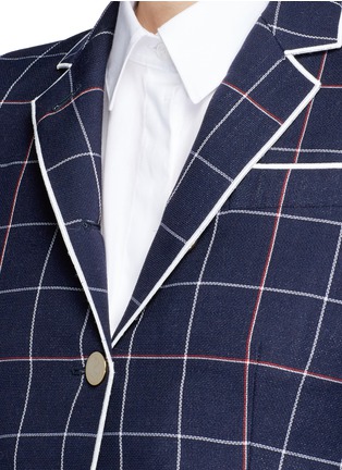 Detail View - Click To Enlarge - THOM BROWNE  - Windowpane check wool blend blazer