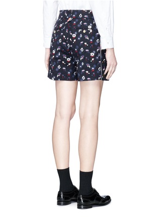 Back View - Click To Enlarge - THOM BROWNE  - Floral embroidered wool shorts