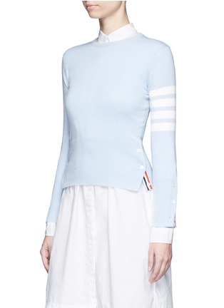 Front View - Click To Enlarge - THOM BROWNE  - Stripe sleeve cashmere sweater