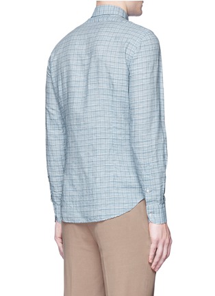 Back View - Click To Enlarge - BOGLIOLI - Check plaid linen-cotton hopsack shirt