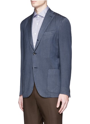Front View - Click To Enlarge - BOGLIOLI - 'K-Jacket' herringbone wool soft blazer