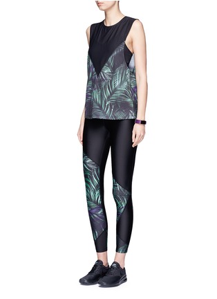 Figure View - Click To Enlarge - WE ARE HANDSOME - 'Jag' leaf print mesh muscle T-shirt