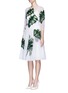 Front View - Click To Enlarge - - - Leaf appliqué lattice embroidery dress
