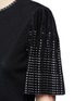 Detail View - Click To Enlarge - ALEXANDER MCQUEEN - Geometric jacquard pleated sleeve knit top