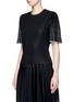 Front View - Click To Enlarge - ALEXANDER MCQUEEN - Geometric jacquard pleated sleeve knit top
