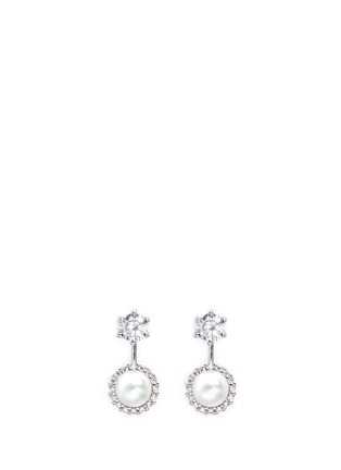 Main View - Click To Enlarge - CZ BY KENNETH JAY LANE - Cubic zirconia glass pearl drop earrings
