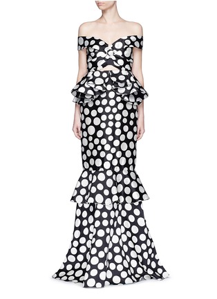Main View - Click To Enlarge - 73052 - 'Miss Golightly' polka dot ruffle gown