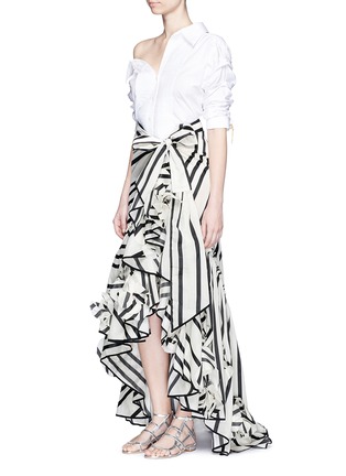 Figure View - Click To Enlarge - 73052 - 'Duncan' stripe cotton-silk wrap maxi skirt