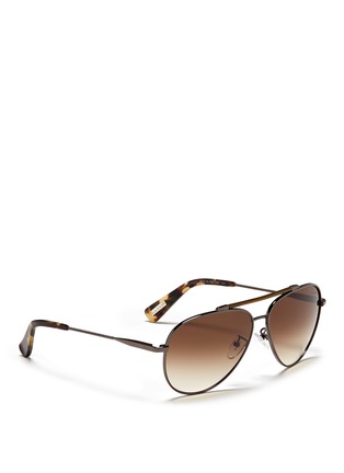 Figure View - Click To Enlarge - LANVIN - Wrapped top bar screw edge metal aviator sunglasses