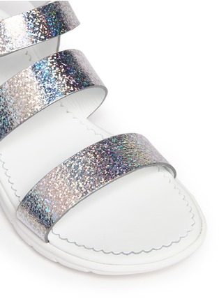 Detail View - Click To Enlarge - MONCLER - 'Micheline' holographic metallic leather strappy sandals