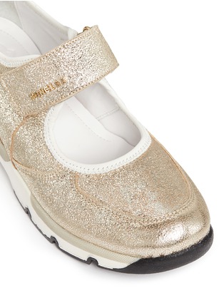 Detail View - Click To Enlarge - MONCLER - 'Claudine' textile strap metallic leather sneakers
