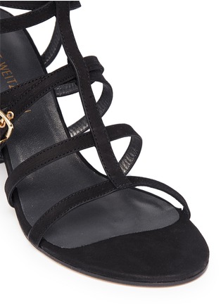 Detail View - Click To Enlarge - STUART WEITZMAN - 'Pass The Buck' caged suede buckle sandals
