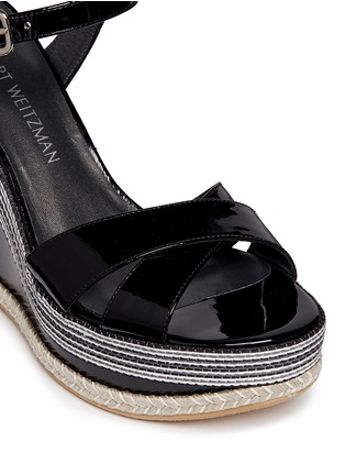Detail View - Click To Enlarge - STUART WEITZMAN - 'Synonym' stripe patent leather wedge sandals